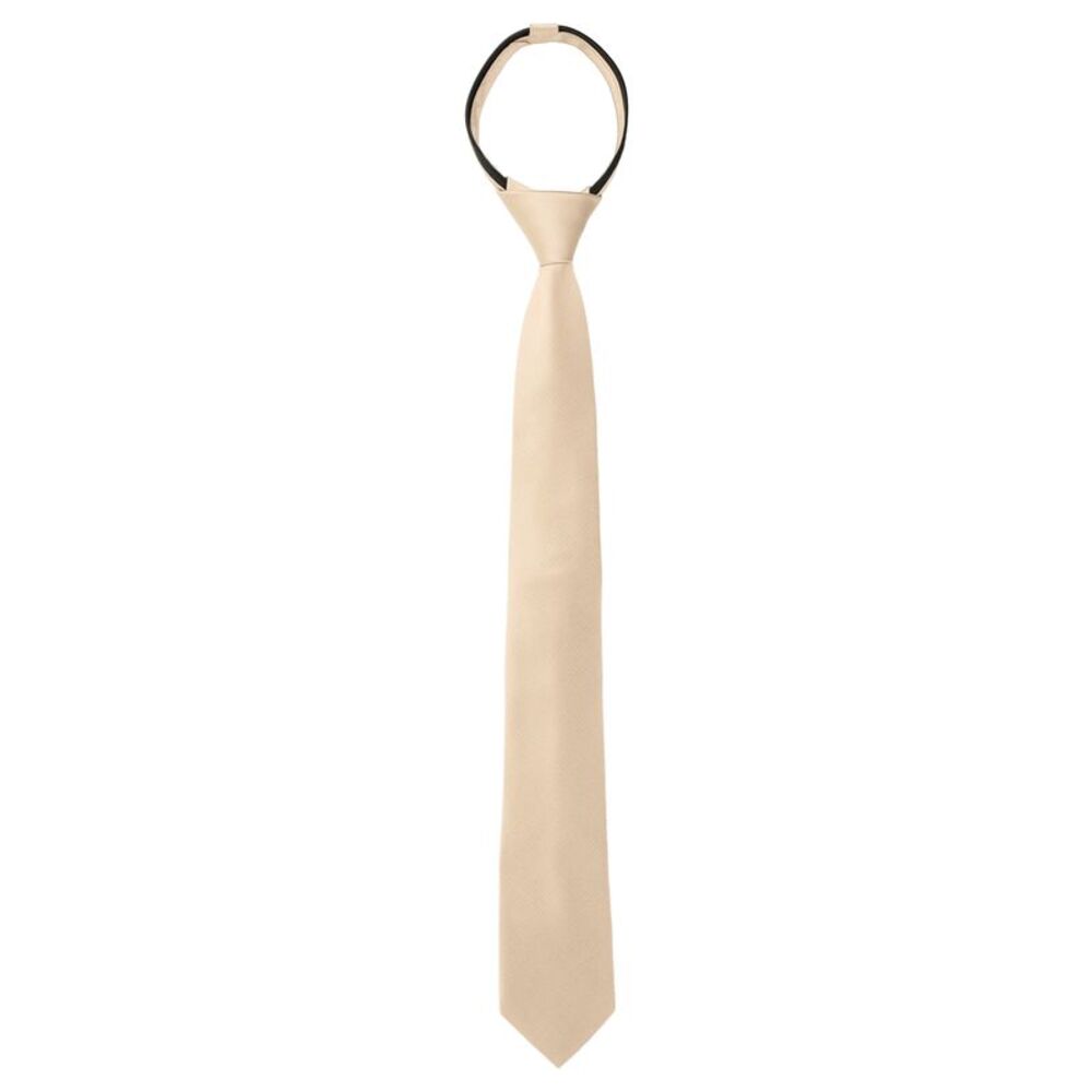 Men's Skinny Pretied Zipper Ties Adjustable Wedding Groom Tie Champagne